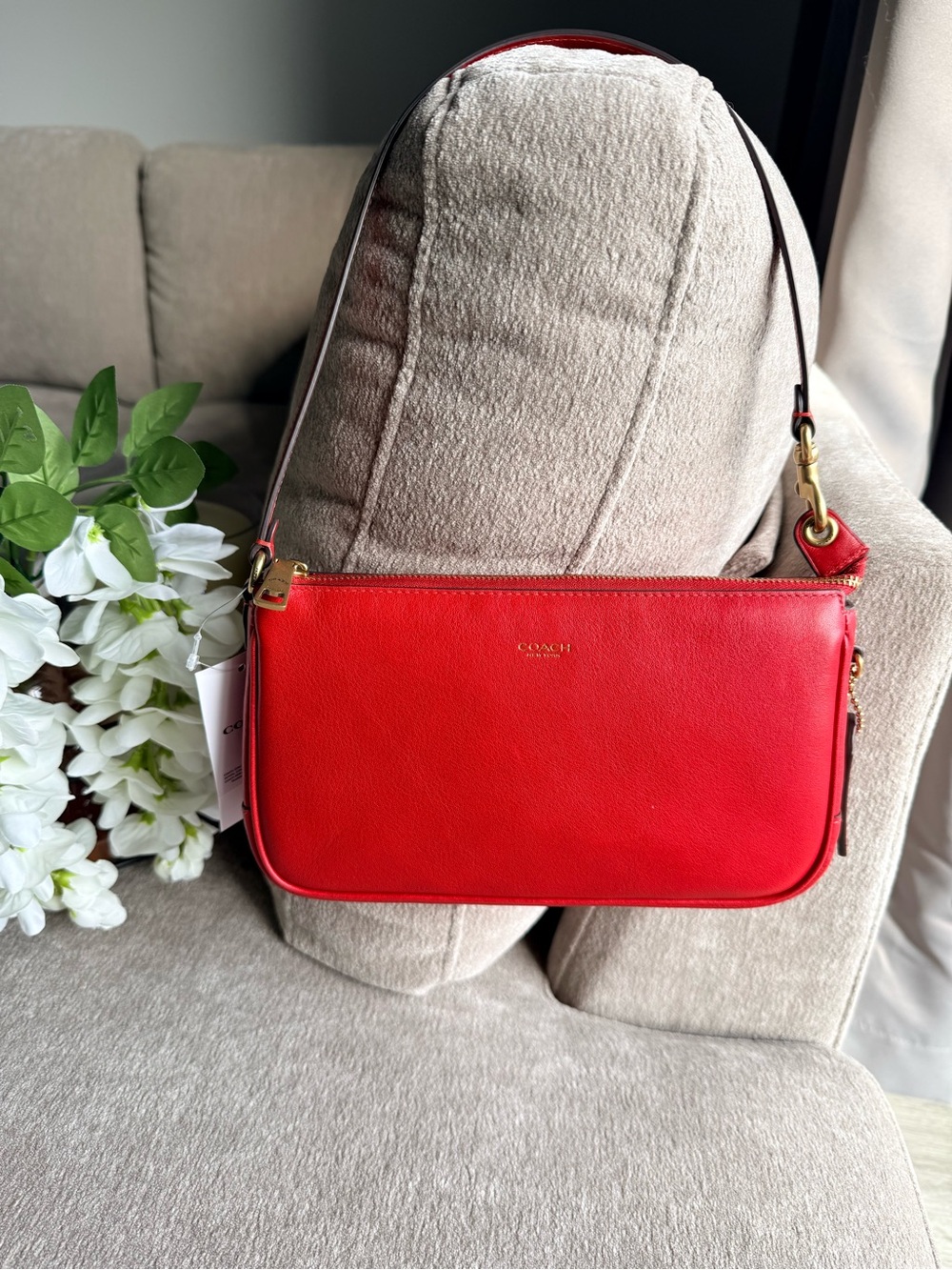 Coach Plaza 22 Scarlet Red Leather Shoulder Bag NWT